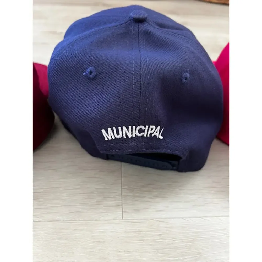 Municipal Lot of 3 Snapback Cap Adjustable Flat Brim Hats Navy Red Pink